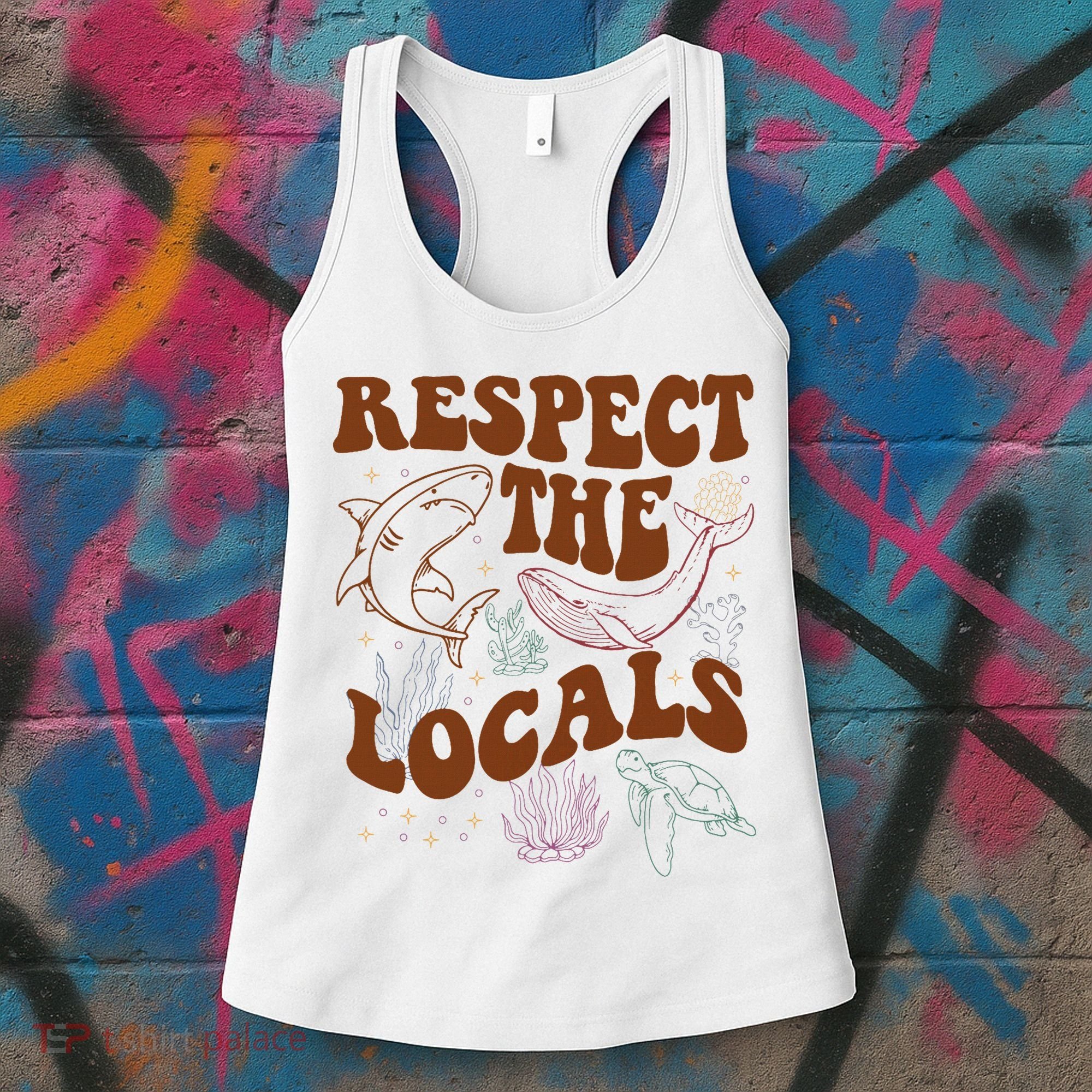 Respect The Locals Protect The Shark Save Our Oceans Retro Women's Tank Top
