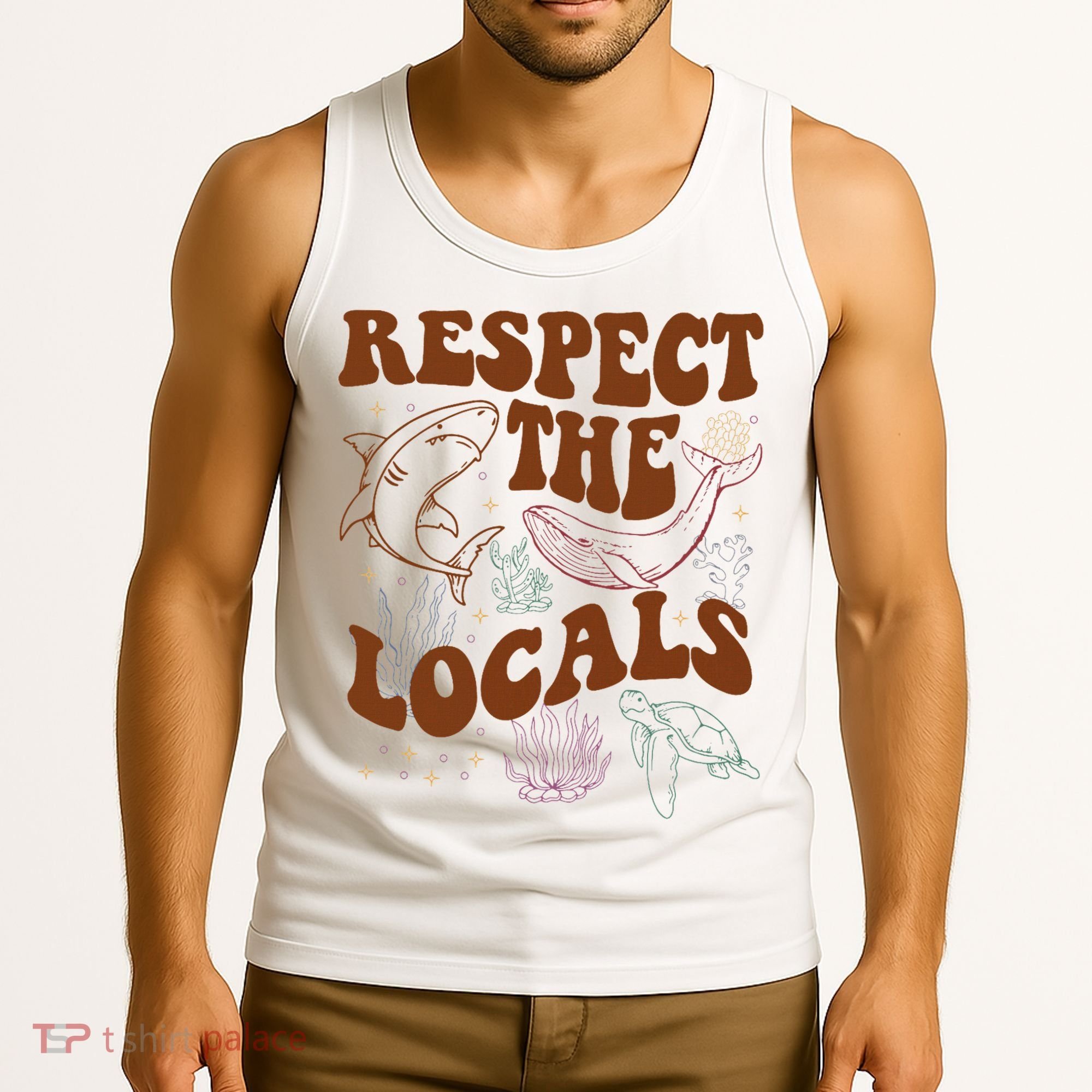 Respect The Locals Protect The Shark Save Our Oceans Retro Tank Top