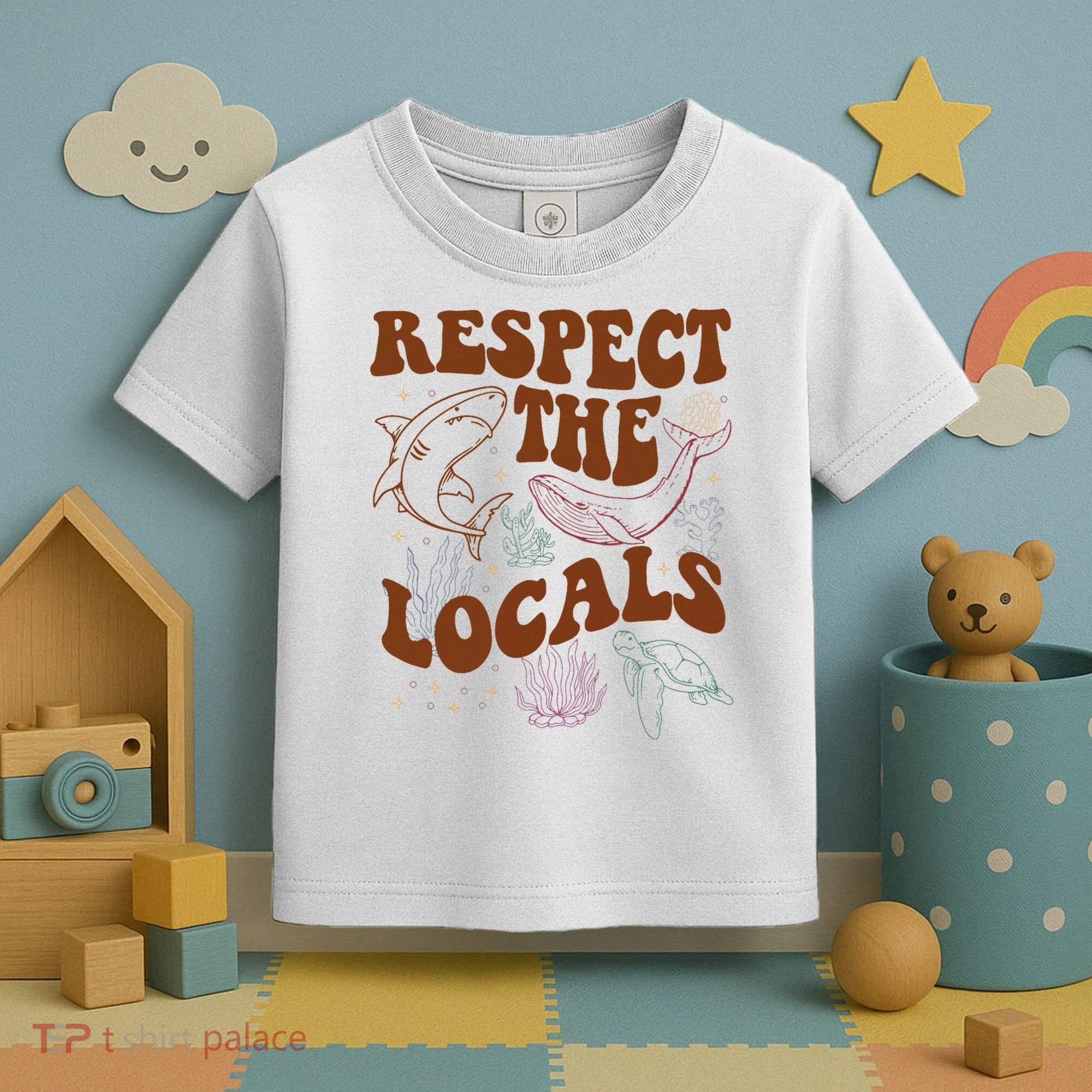 Respect The Locals Protect The Shark Save Our Oceans Retro Toddler T-Shirt