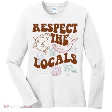Respect The Locals Protect The Shark Save Our Oceans Retro Women's Long Sleeve Shirt