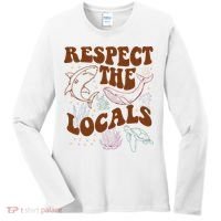 Respect The Locals Protect The Shark Save Our Oceans Retro Women's Long Sleeve Shirt thumb 0