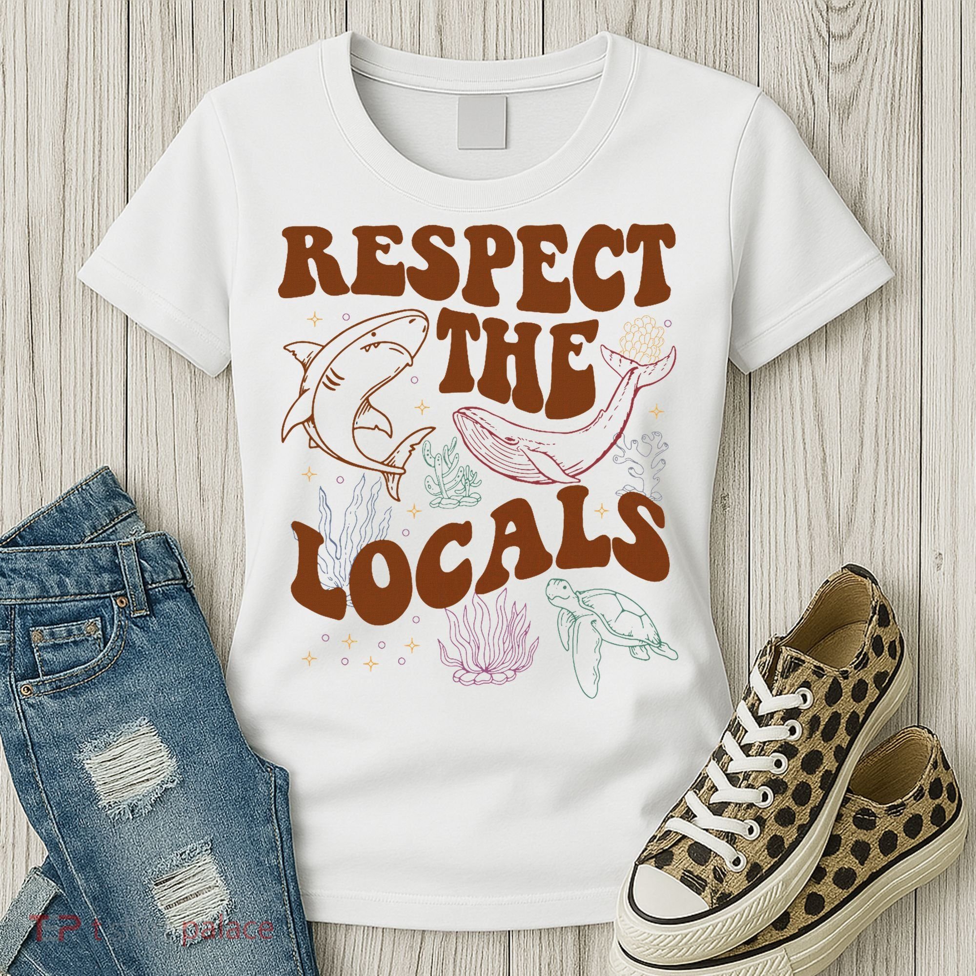 Respect The Locals Protect The Shark Save Our Oceans Retro Women's T-Shirt