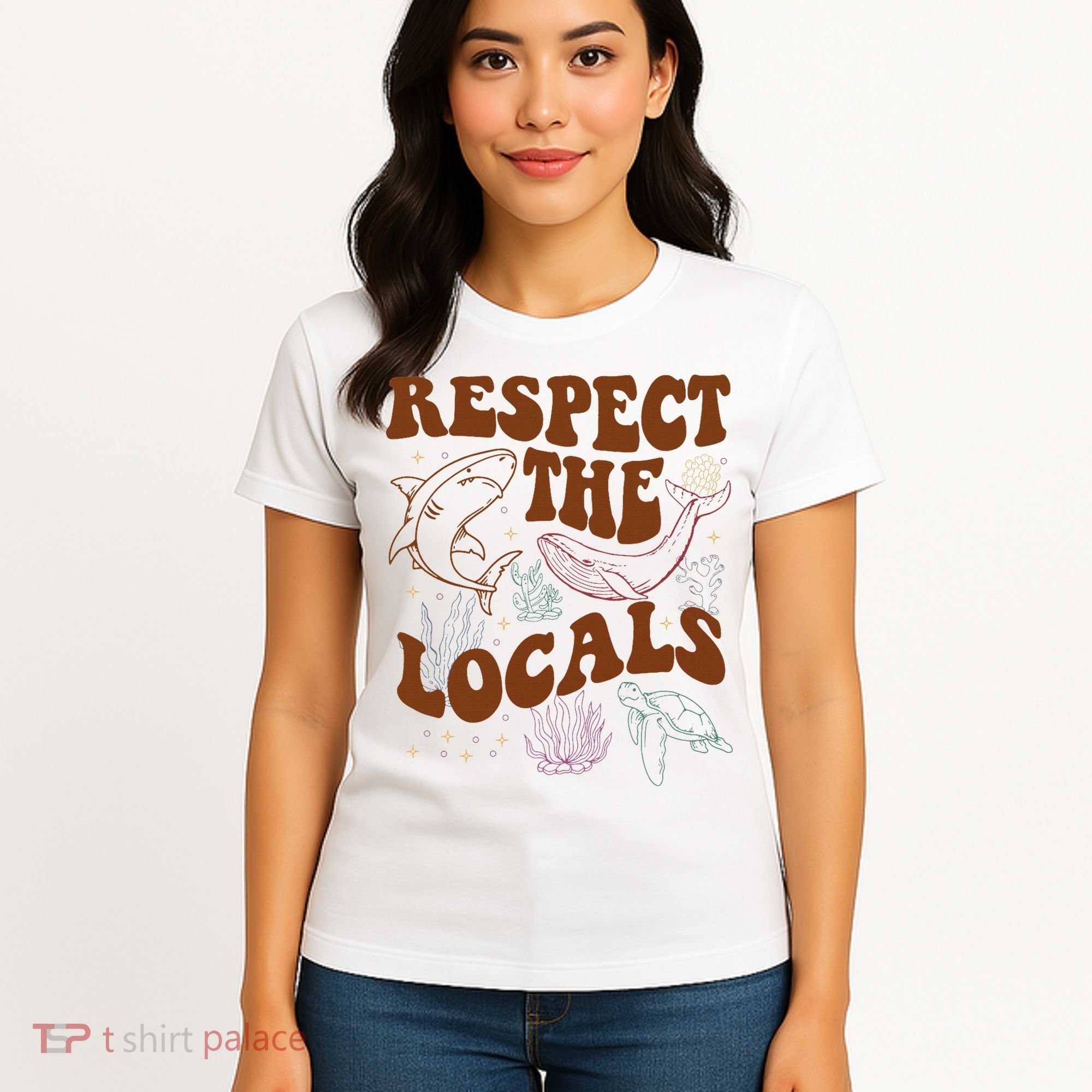 Respect The Locals Protect The Shark Save Our Oceans Retro Women's T-Shirt