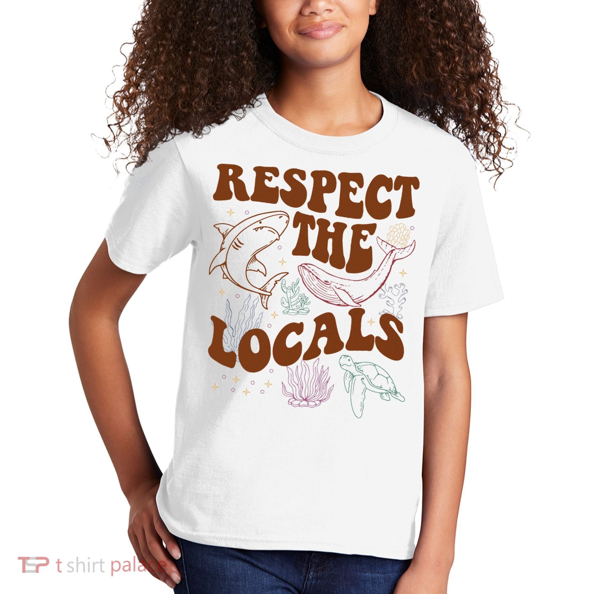 Respect The Locals Protect The Shark Save Our Oceans Retro Kids T-Shirt