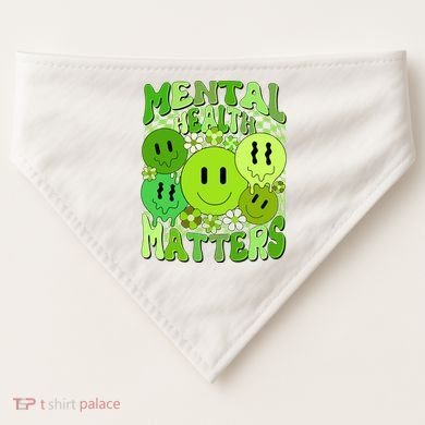 Retro Trippy Mental Health Matters USA-Made Doggie Bandana