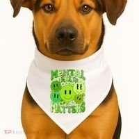 Retro Trippy Mental Health Matters USA-Made Doggie Bandana thumb 1