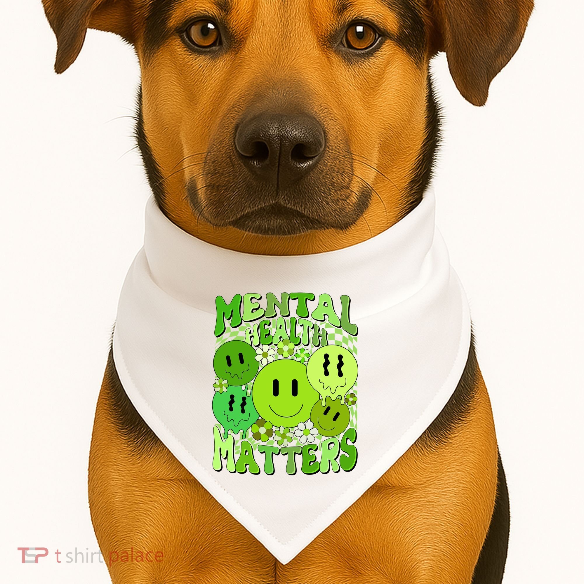 Retro Trippy Mental Health Matters USA-Made Doggie Bandana