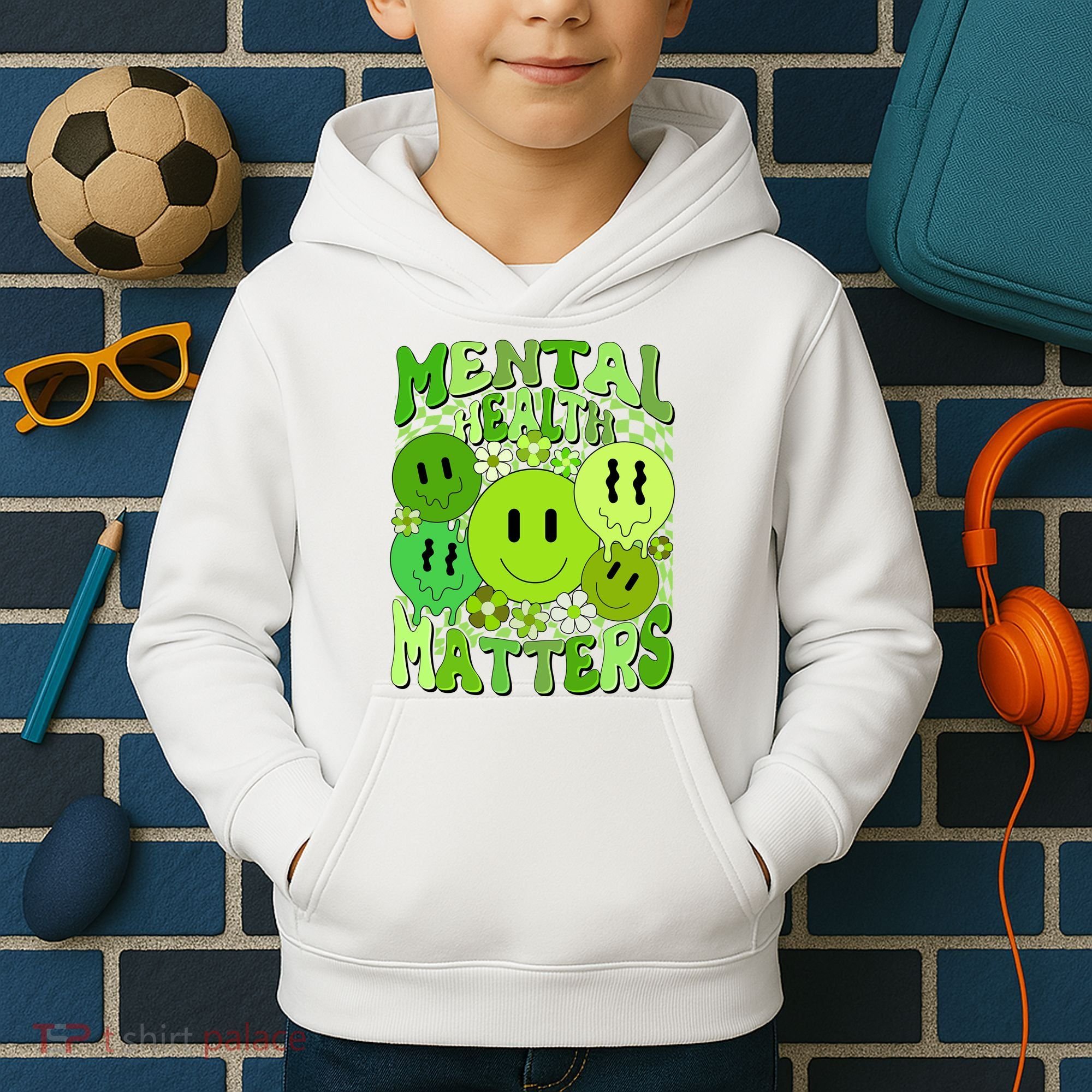 Retro Trippy Mental Health Matters Kids Hoodie