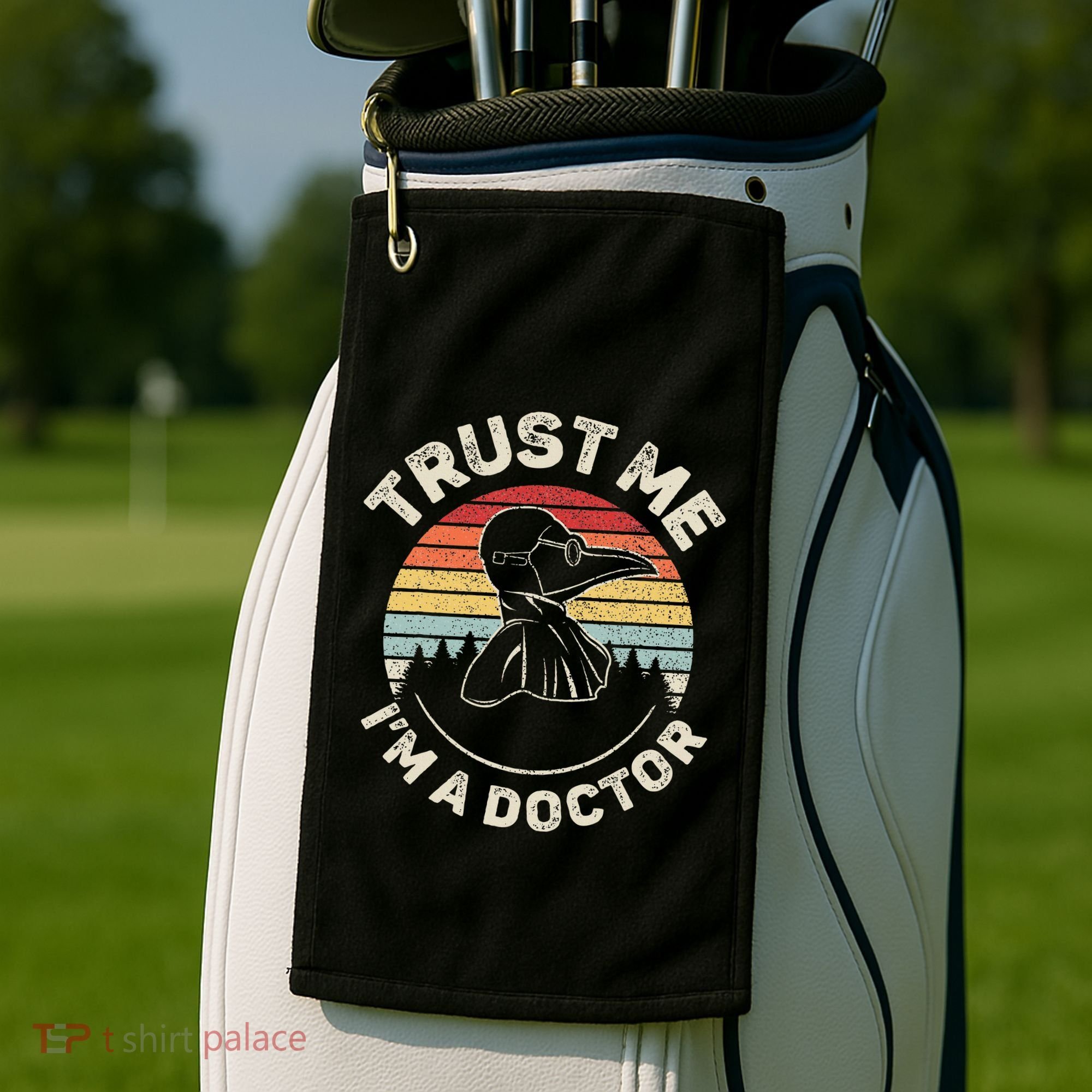 Retro Trust Me IM A Doctor Plague Golf Towel