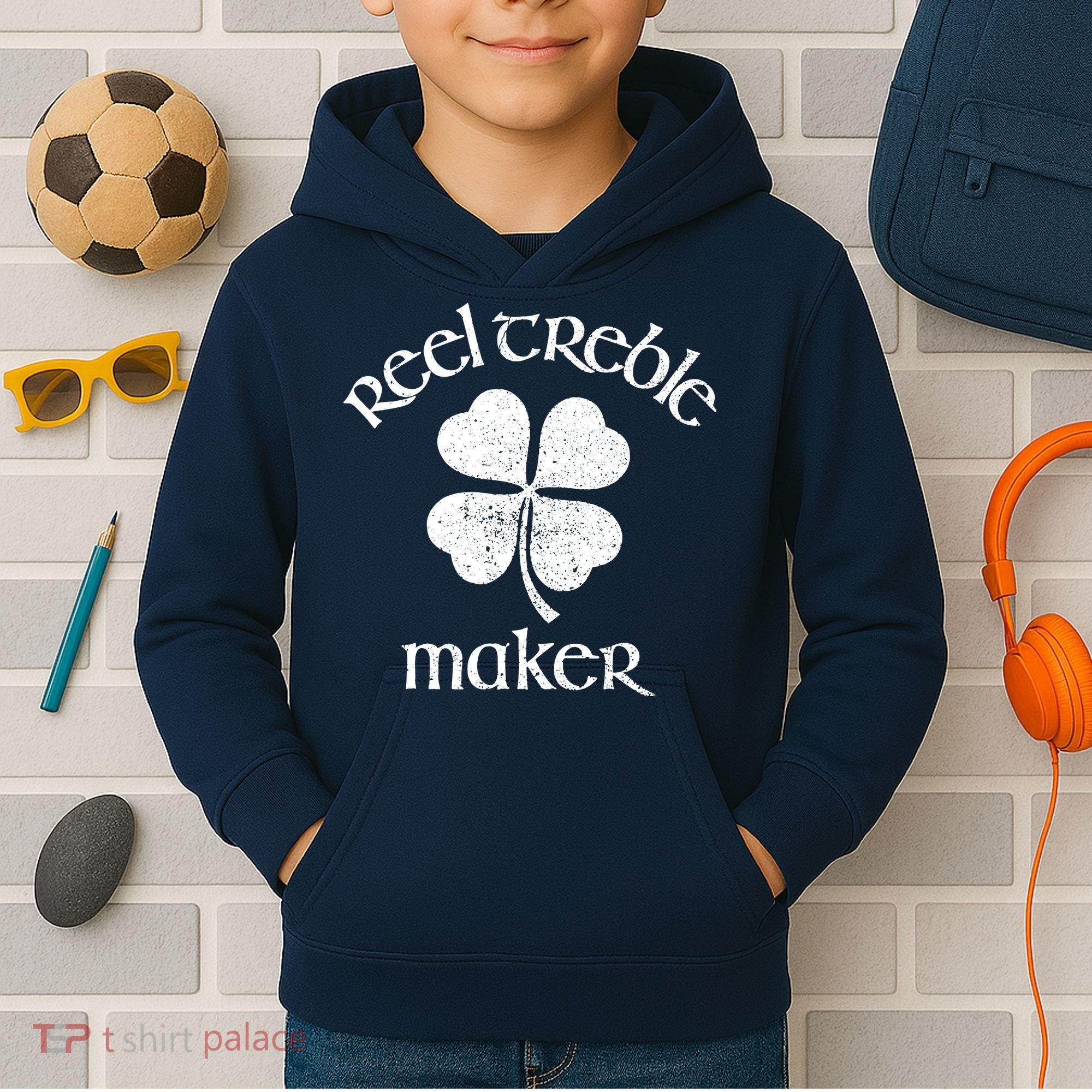 Reel Treble Maker Irish Dance Shamrock St Patricks Kids Hoodie