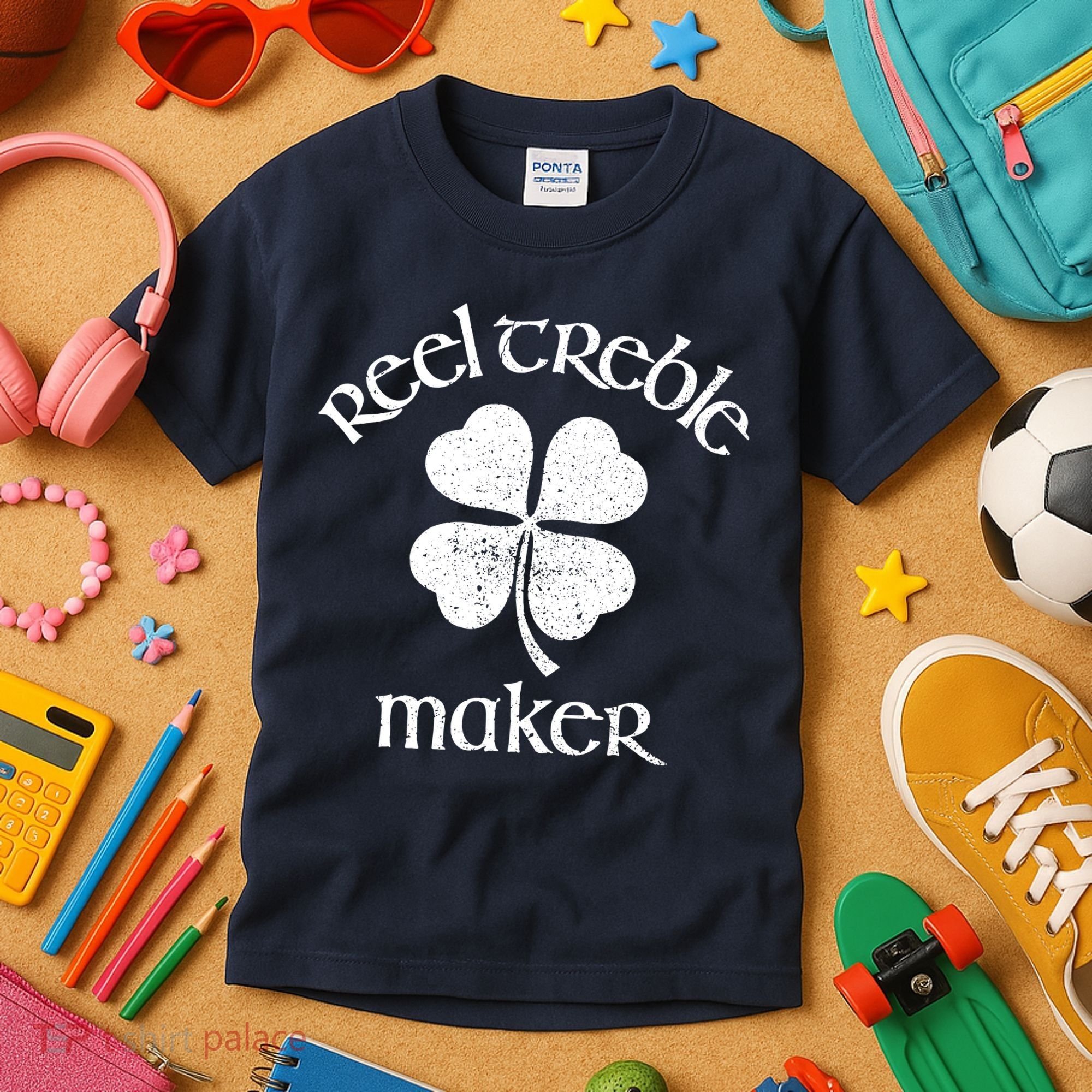 Reel Treble Maker Irish Dance Shamrock St Patricks Kids T-Shirt
