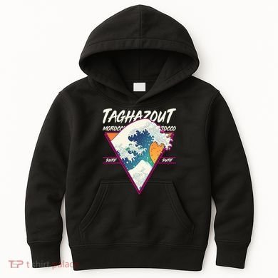 Retro Taghazout Morocco Surf Great Wave Kids Hoodie