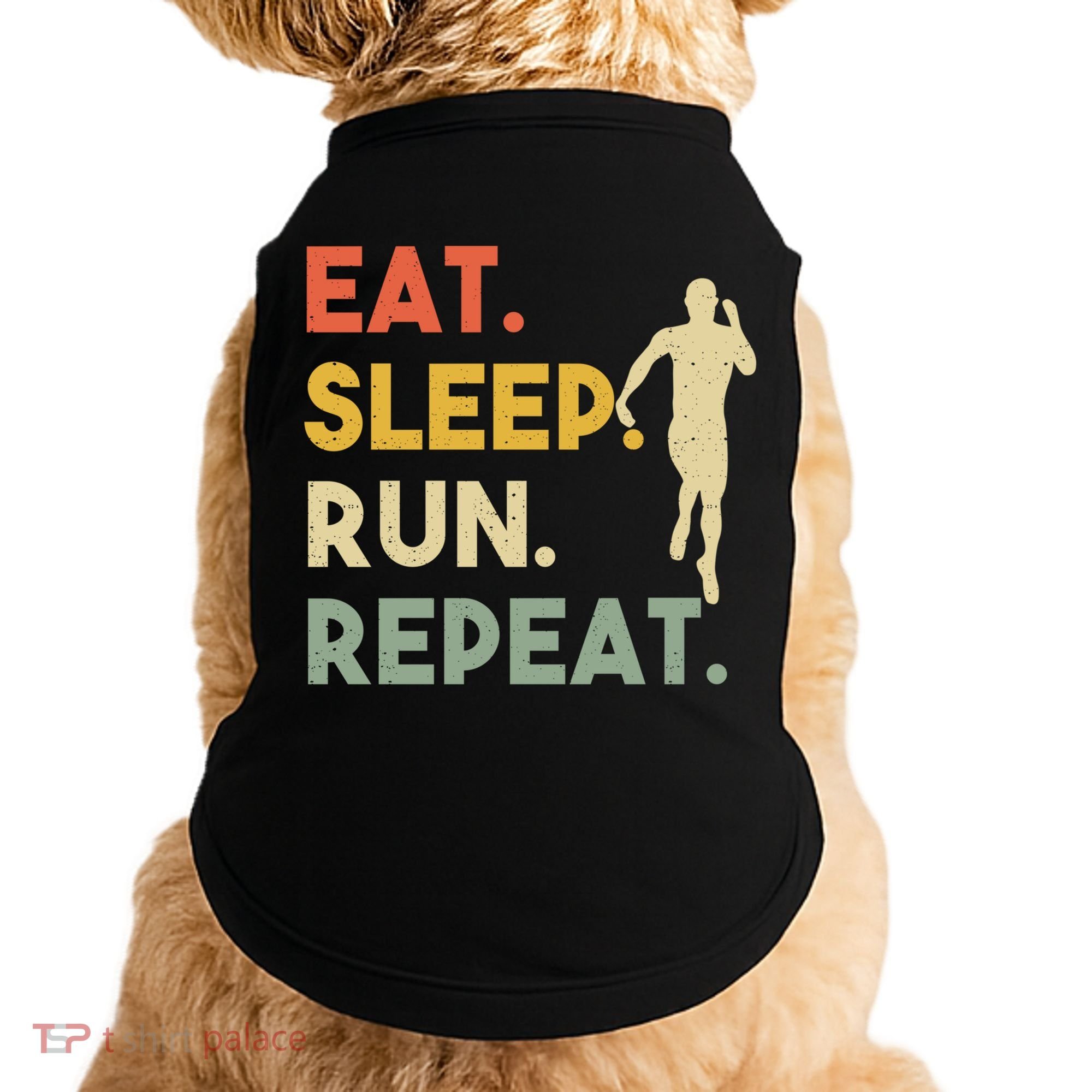Retro Training Motivation Running Lover Eat Sleep Run Repeat Gift Doggie Tank