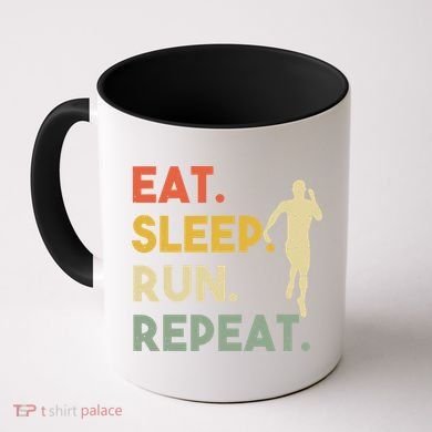 Retro Training Motivation Running Lover Eat Sleep Run Repeat Gift Coffee Mug