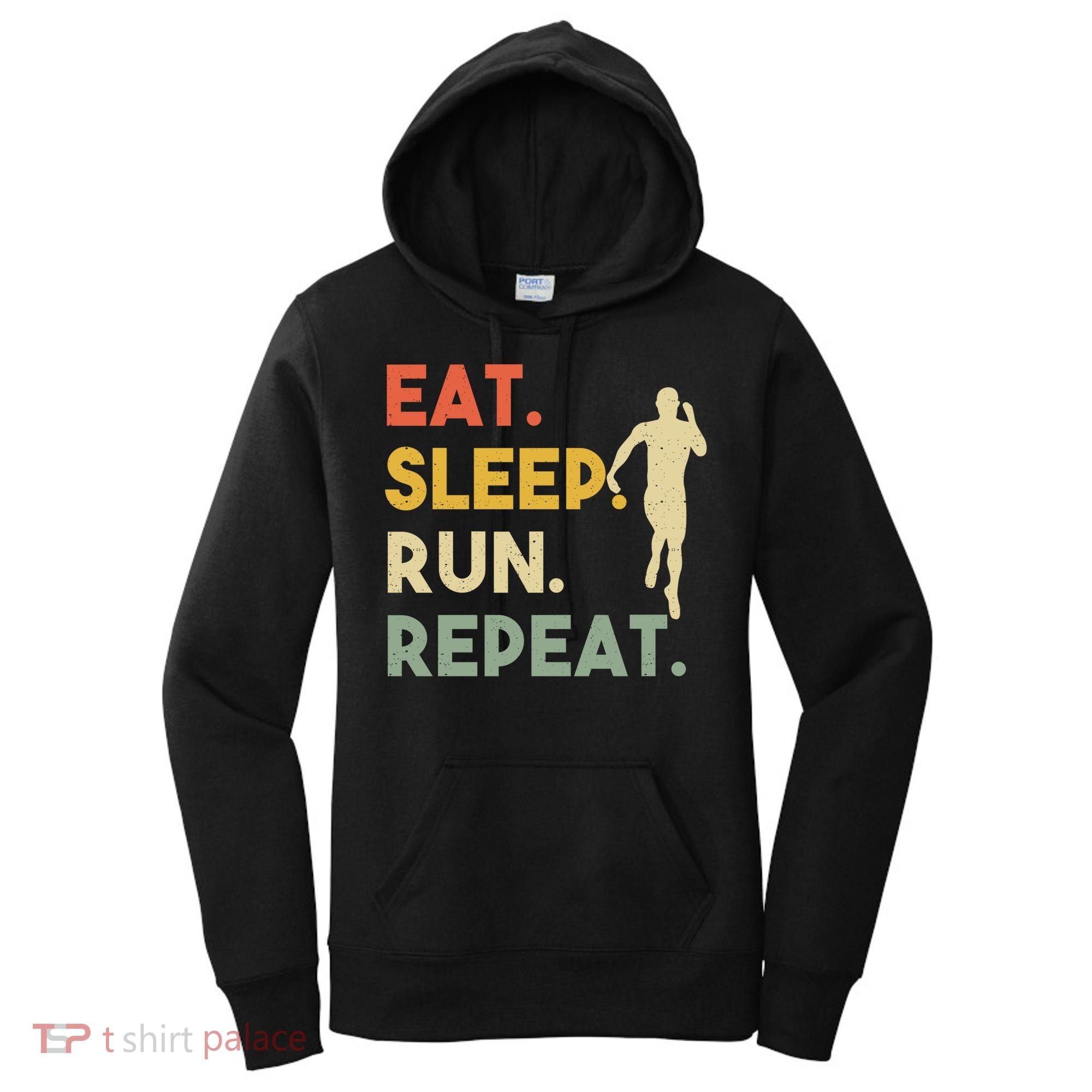 Retro Training Motivation Running Lover Eat Sleep Run Repeat Gift Women's Hoodie