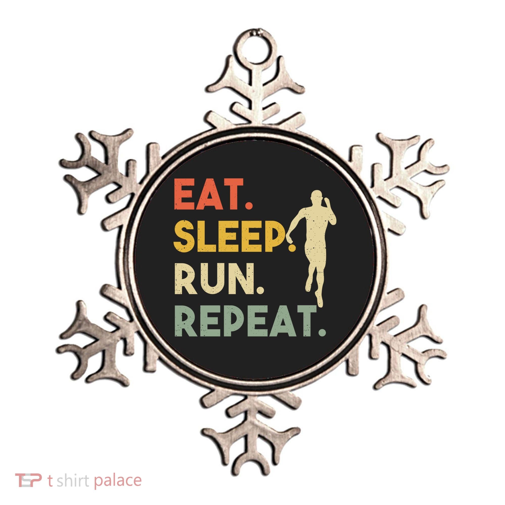 Retro Training Motivation Running Lover Eat Sleep Run Repeat Gift Ornament
