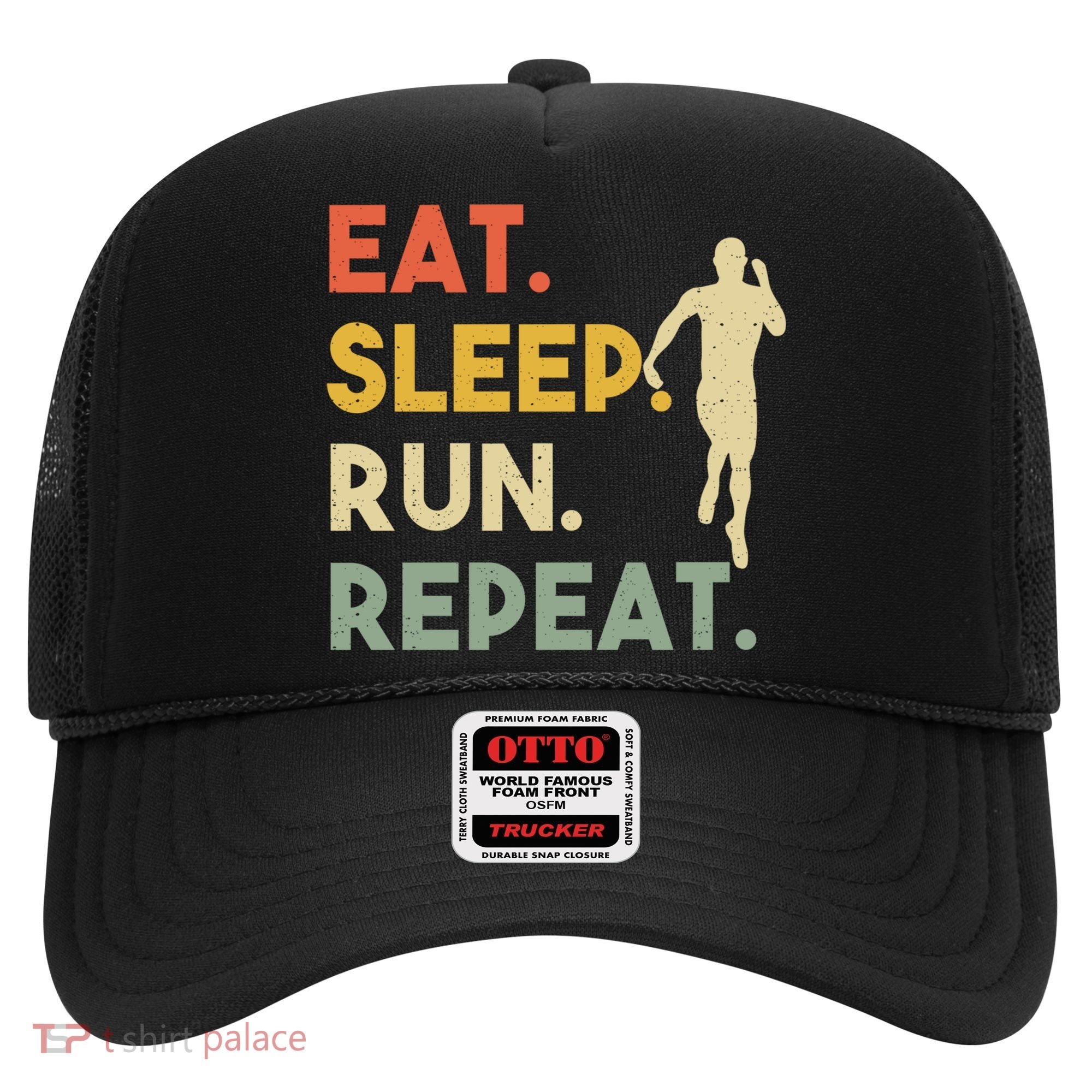 Retro Training Motivation Running Lover Eat Sleep Run Repeat Gift Hat