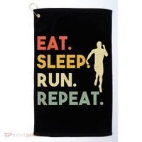 Retro Training Motivation Running Lover Eat Sleep Run Repeat Gift Golf Towel thumb 0