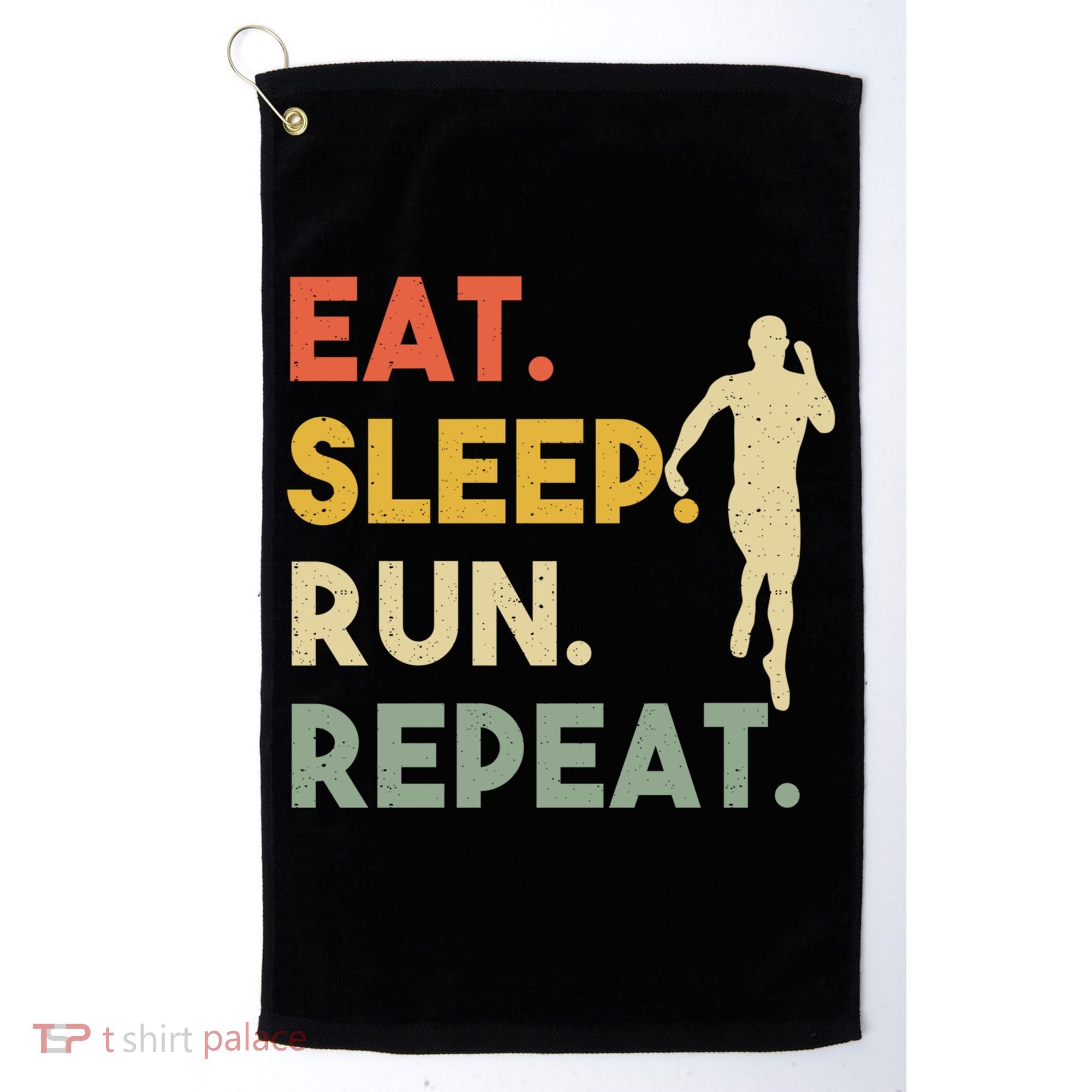 Retro Training Motivation Running Lover Eat Sleep Run Repeat Gift Golf Towel