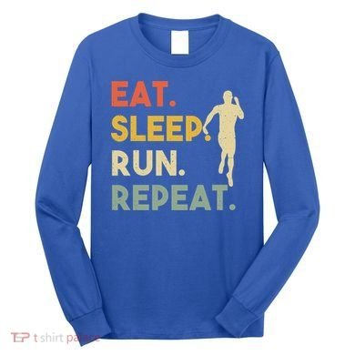 Retro Training Motivation Running Lover Eat Sleep Run Repeat Gift Long Sleeve Shirt