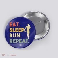 Retro Training Motivation Running Lover Eat Sleep Run Repeat Gift Button thumb 0