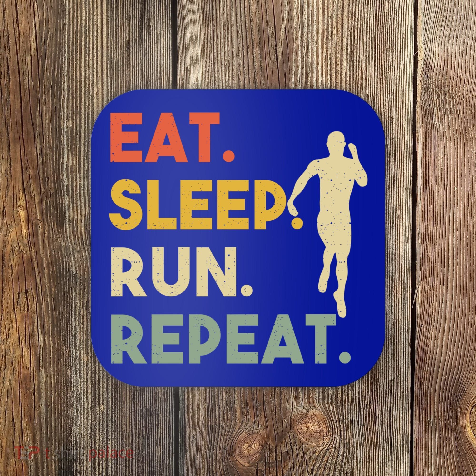 Retro Training Motivation Running Lover Eat Sleep Run Repeat Gift Coaster