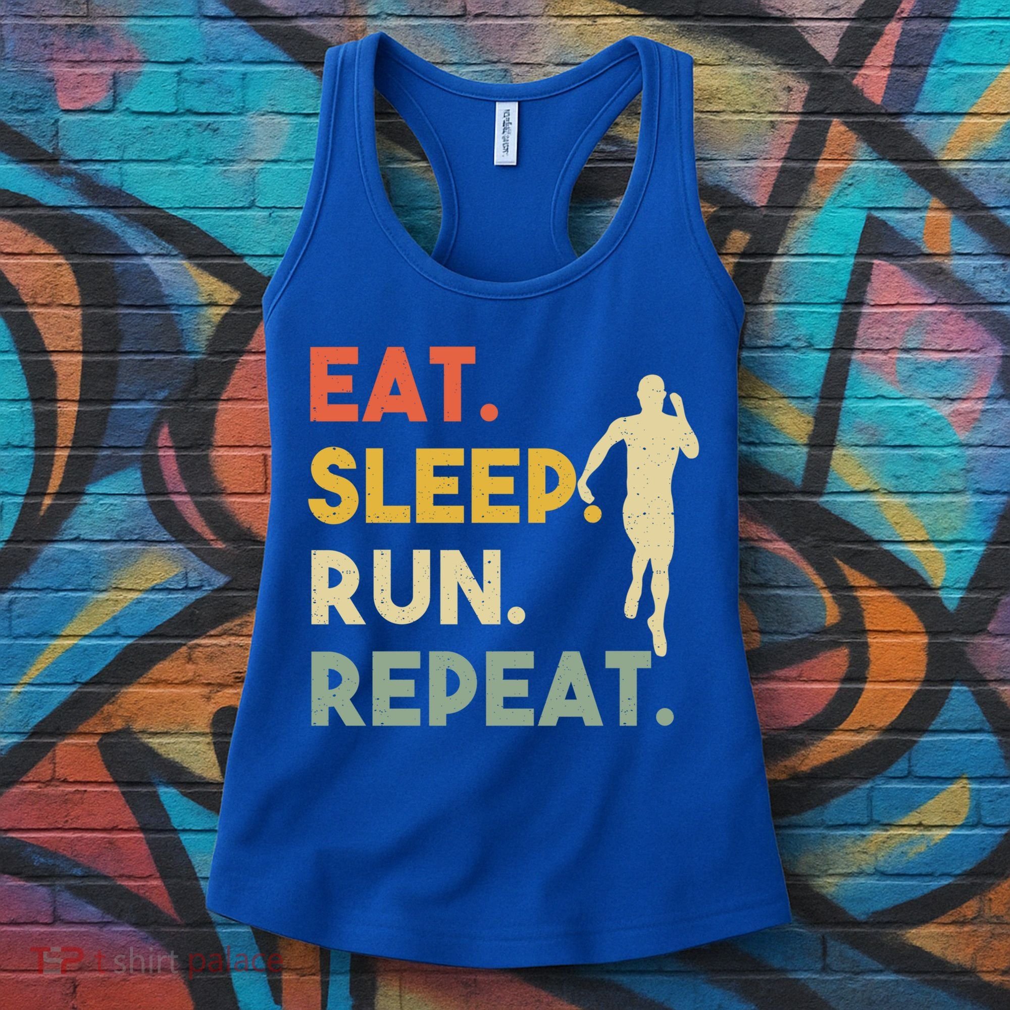 Retro Training Motivation Running Lover Eat Sleep Run Repeat Gift Women's Tank Top