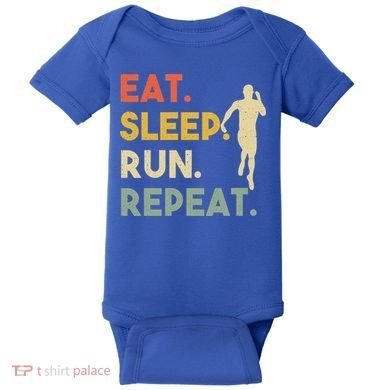 Retro Training Motivation Running Lover Eat Sleep Run Repeat Gift Baby Bodysuit