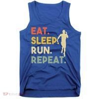 Retro Training Motivation Running Lover Eat Sleep Run Repeat Gift Tank Top thumb 0