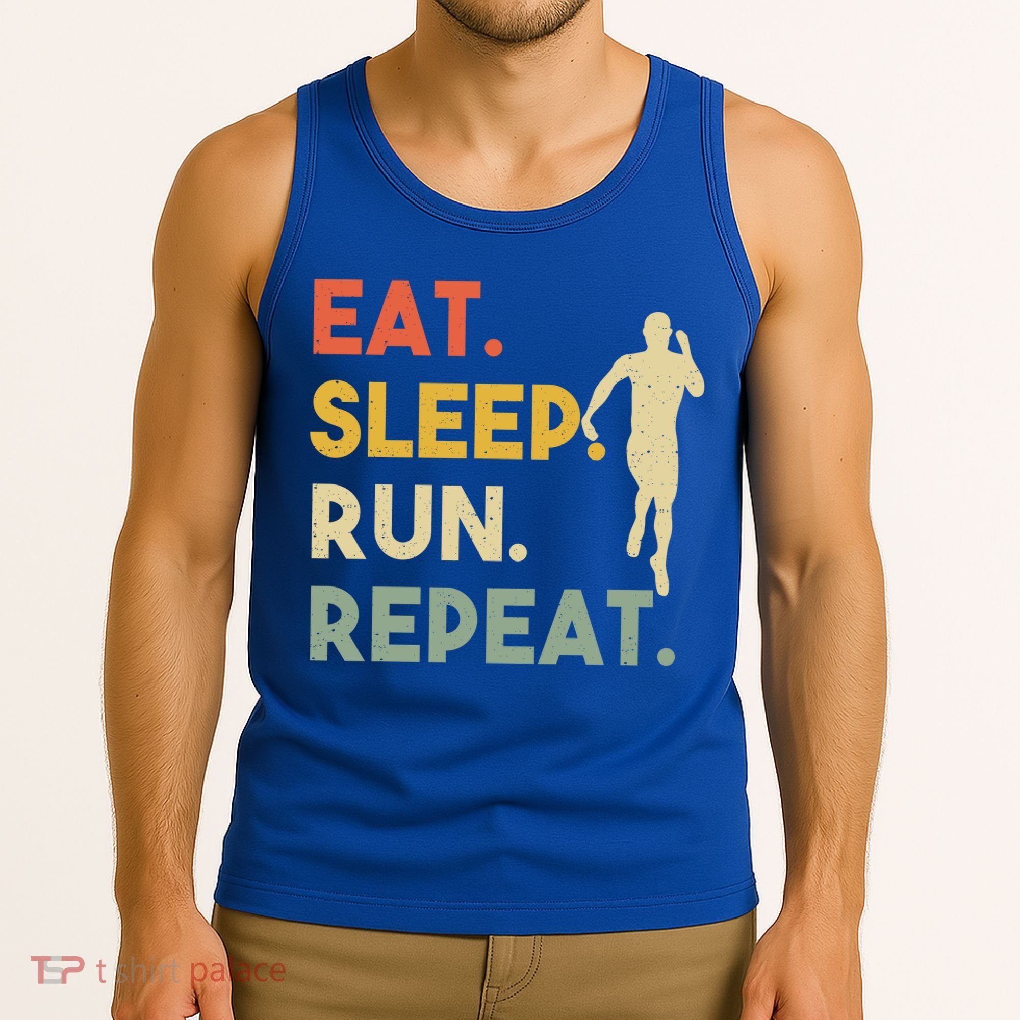 Retro Training Motivation Running Lover Eat Sleep Run Repeat Gift Tank Top