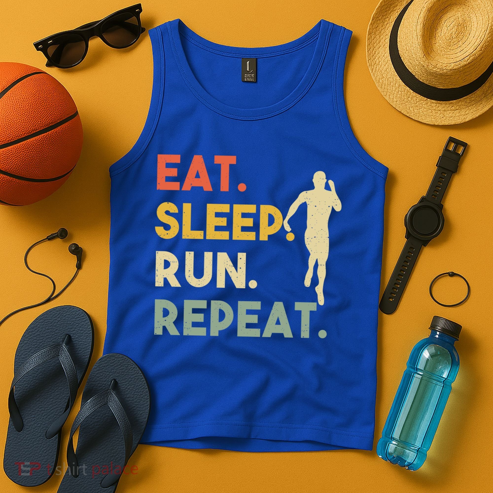 Retro Training Motivation Running Lover Eat Sleep Run Repeat Gift Tank Top