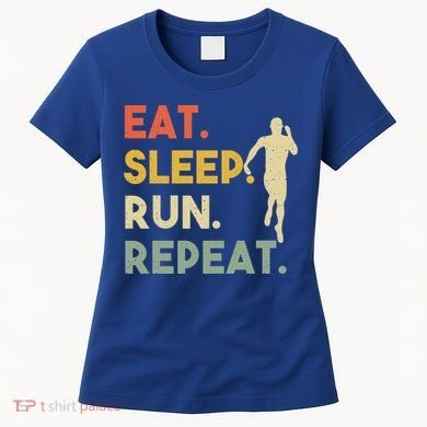Retro Training Motivation Running Lover Eat Sleep Run Repeat Gift Women's T-Shirt