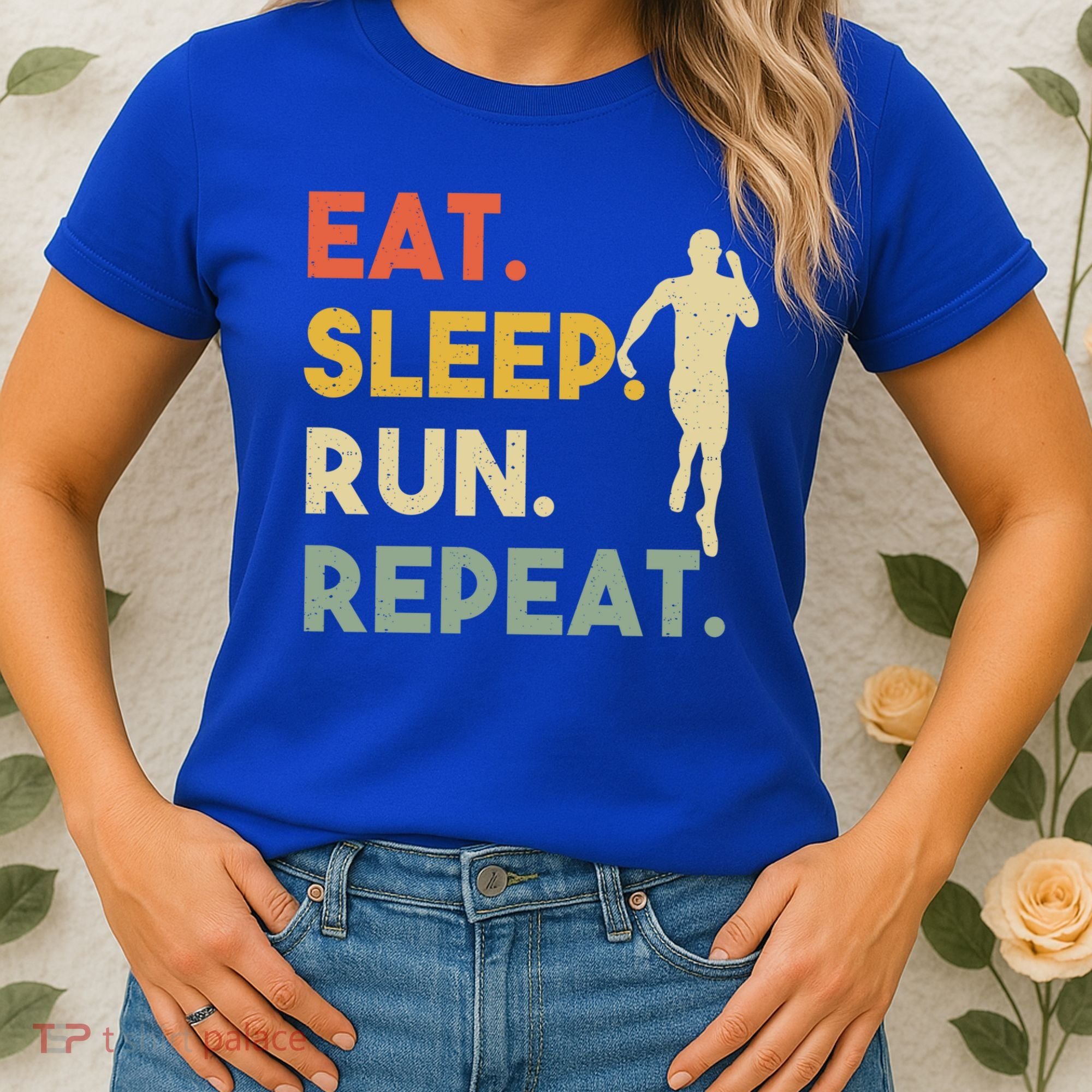 Retro Training Motivation Running Lover Eat Sleep Run Repeat Gift Women's T-Shirt