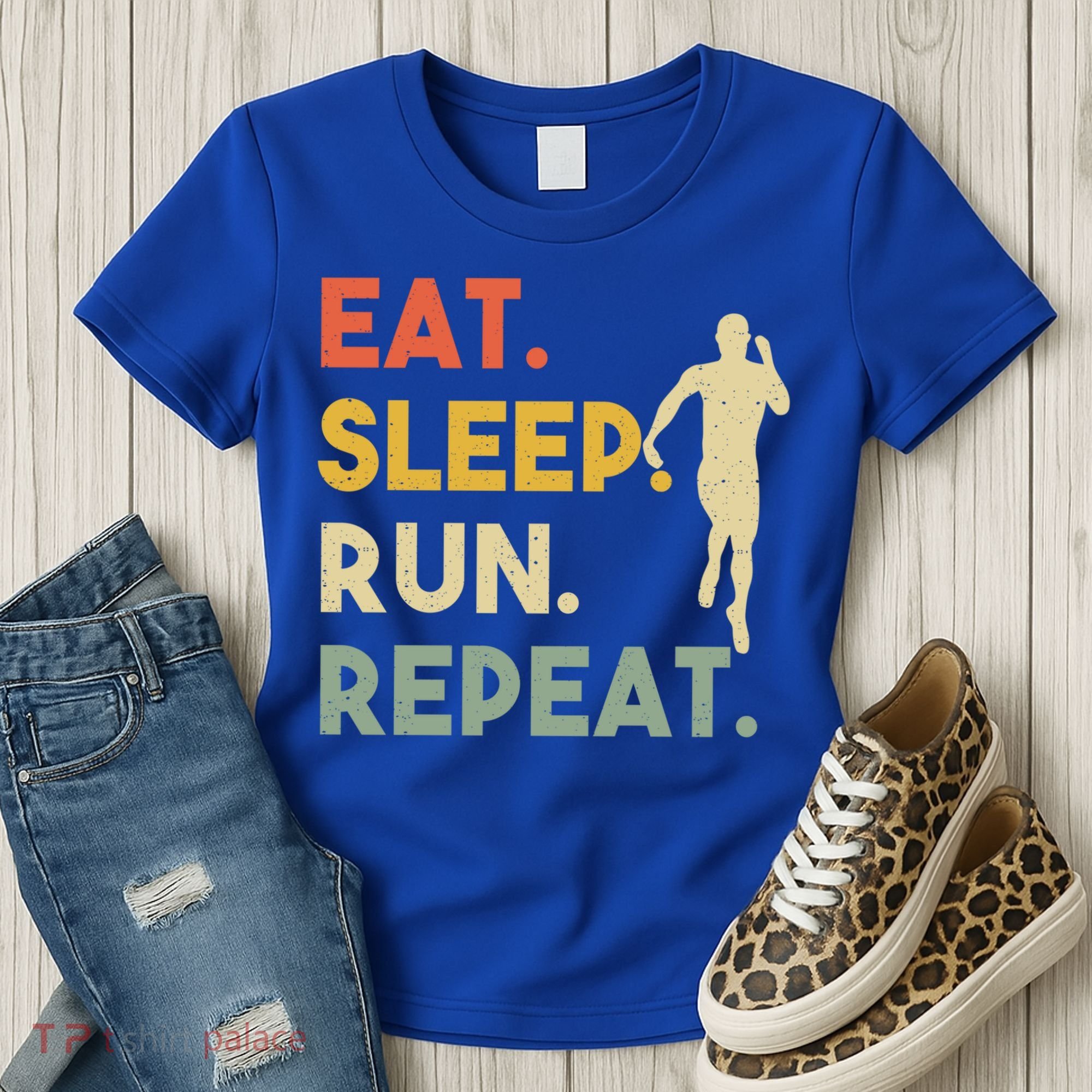 Retro Training Motivation Running Lover Eat Sleep Run Repeat Gift Women's T-Shirt