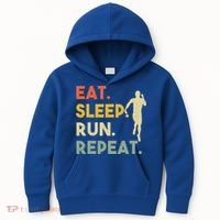 Retro Training Motivation Running Lover Eat Sleep Run Repeat Gift Kids Hoodie thumb 0
