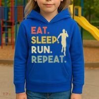 Retro Training Motivation Running Lover Eat Sleep Run Repeat Gift Kids Hoodie thumb 3