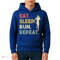 Retro Training Motivation Running Lover Eat Sleep Run Repeat Gift Kids Hoodie thumb 4