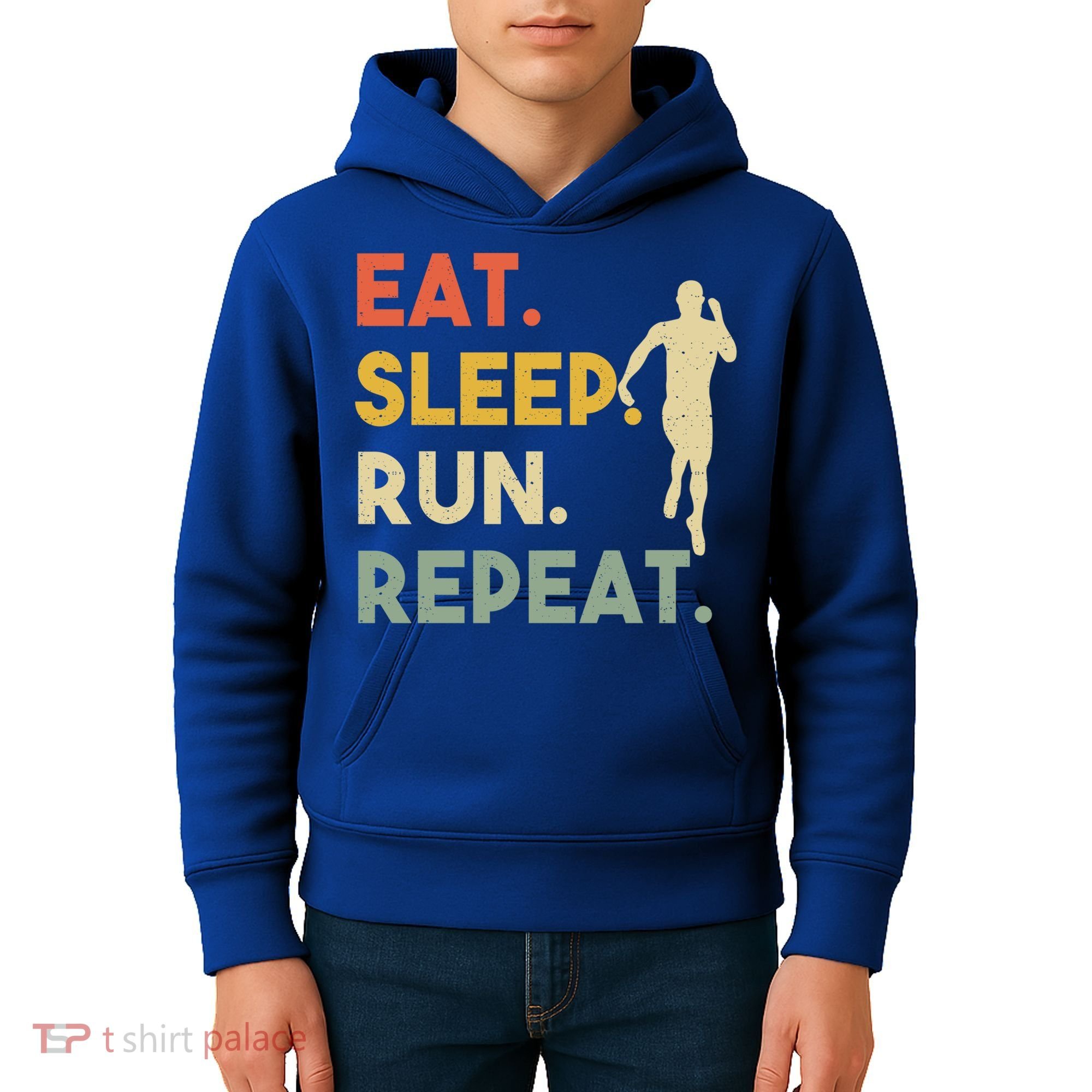 Retro Training Motivation Running Lover Eat Sleep Run Repeat Gift Kids Hoodie