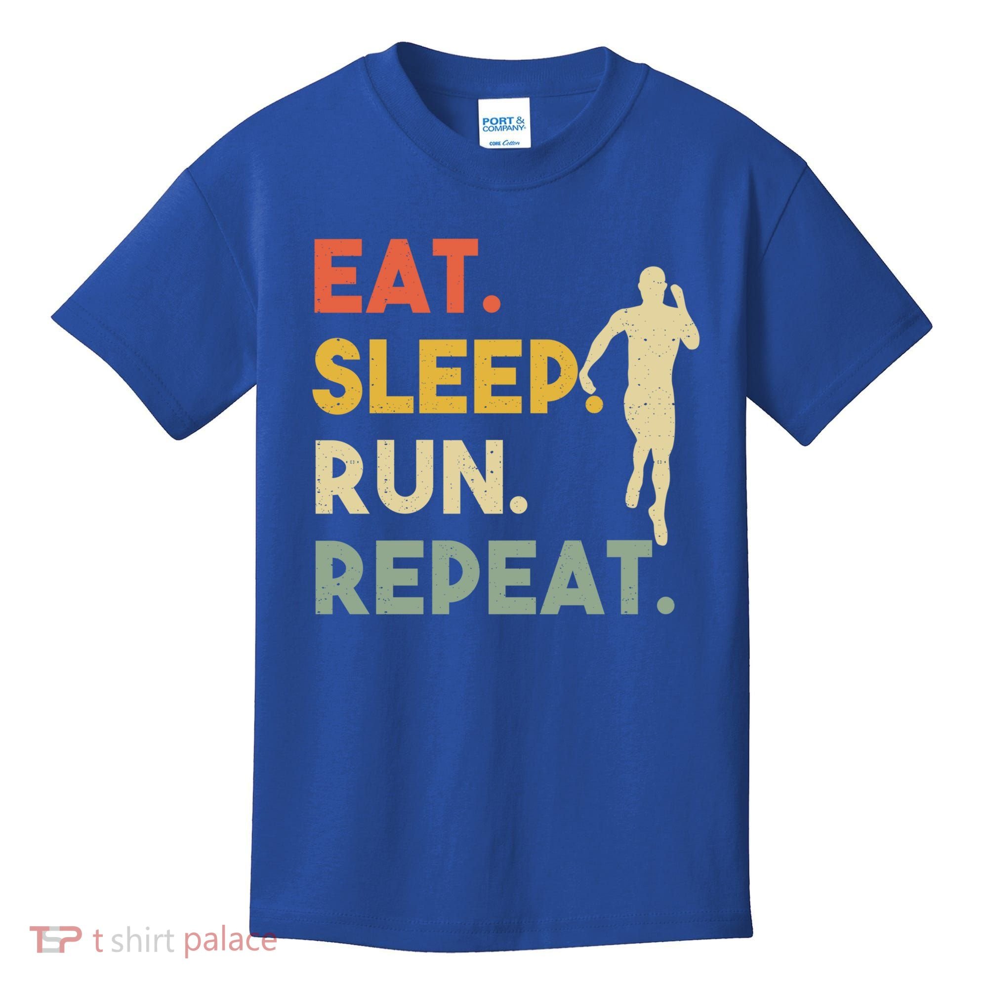 Retro Training Motivation Running Lover Eat Sleep Run Repeat Gift Kids T-Shirt