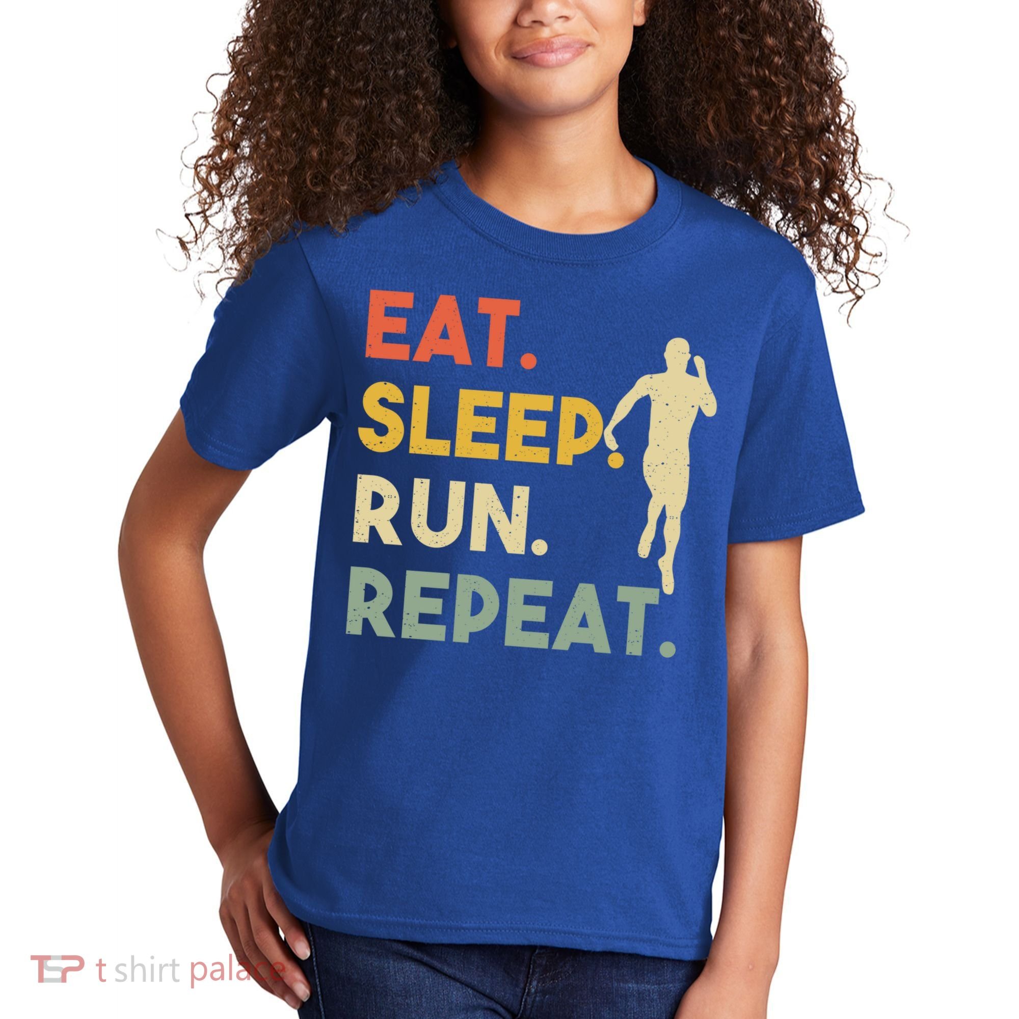 Retro Training Motivation Running Lover Eat Sleep Run Repeat Gift Kids T-Shirt