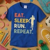 Retro Training Motivation Running Lover Eat Sleep Run Repeat Gift Kids T-Shirt thumb 3