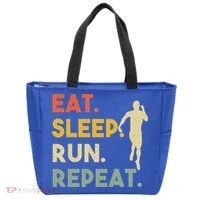 Retro Training Motivation Running Lover Eat Sleep Run Repeat Gift Tote Bag thumb 0