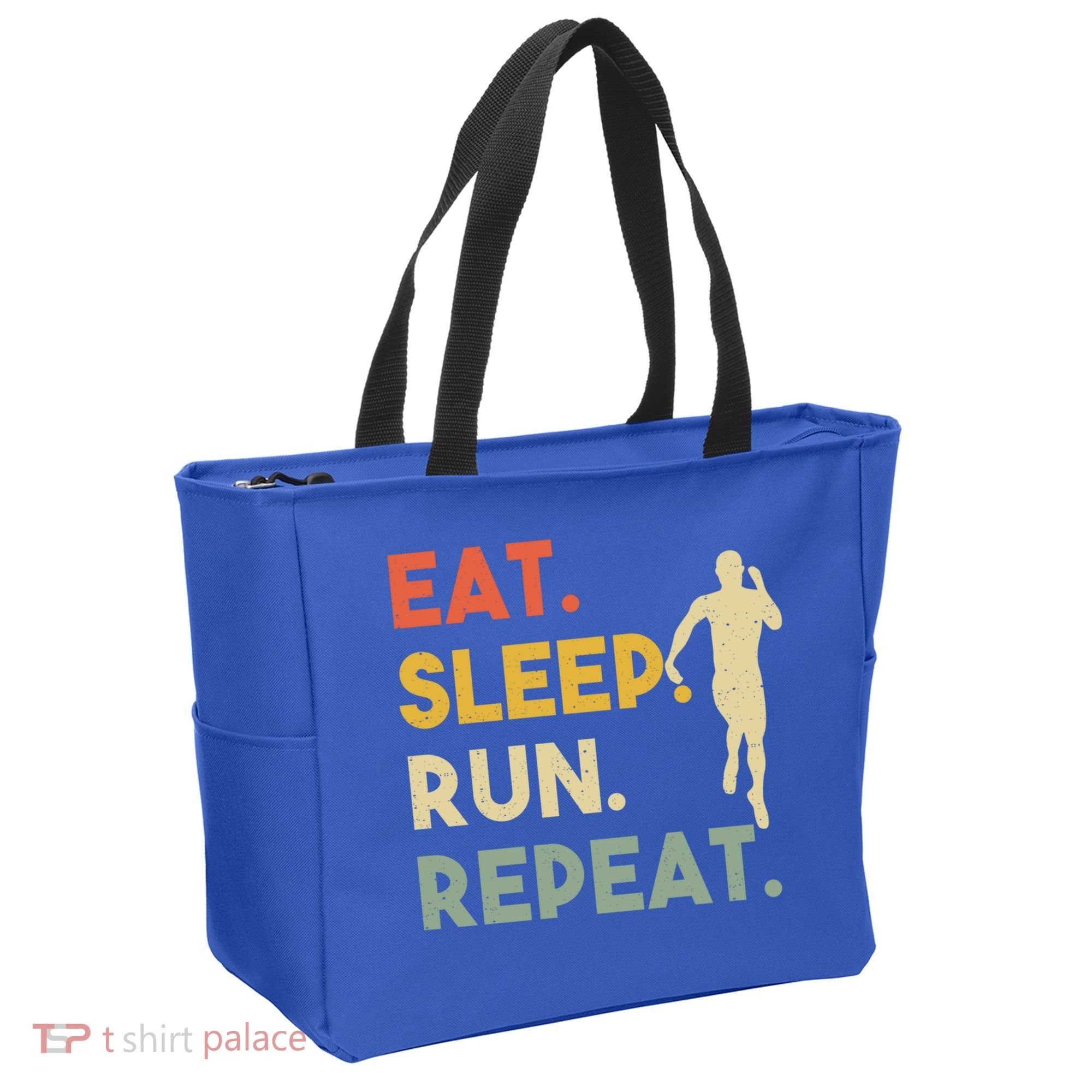 Retro Training Motivation Running Lover Eat Sleep Run Repeat Gift Tote Bag
