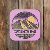Road Trip Mount Zion National Park Utah Mountain Sunset Art Coaster thumb 0