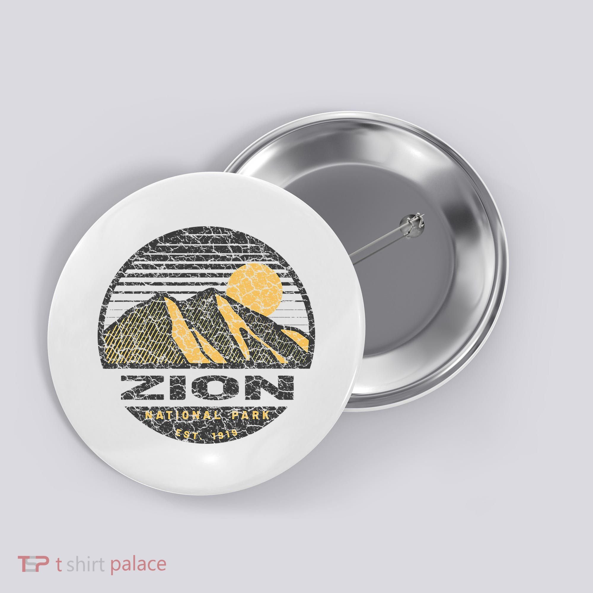 Road Trip Mount Zion National Park Utah Mountain Sunset Art Button