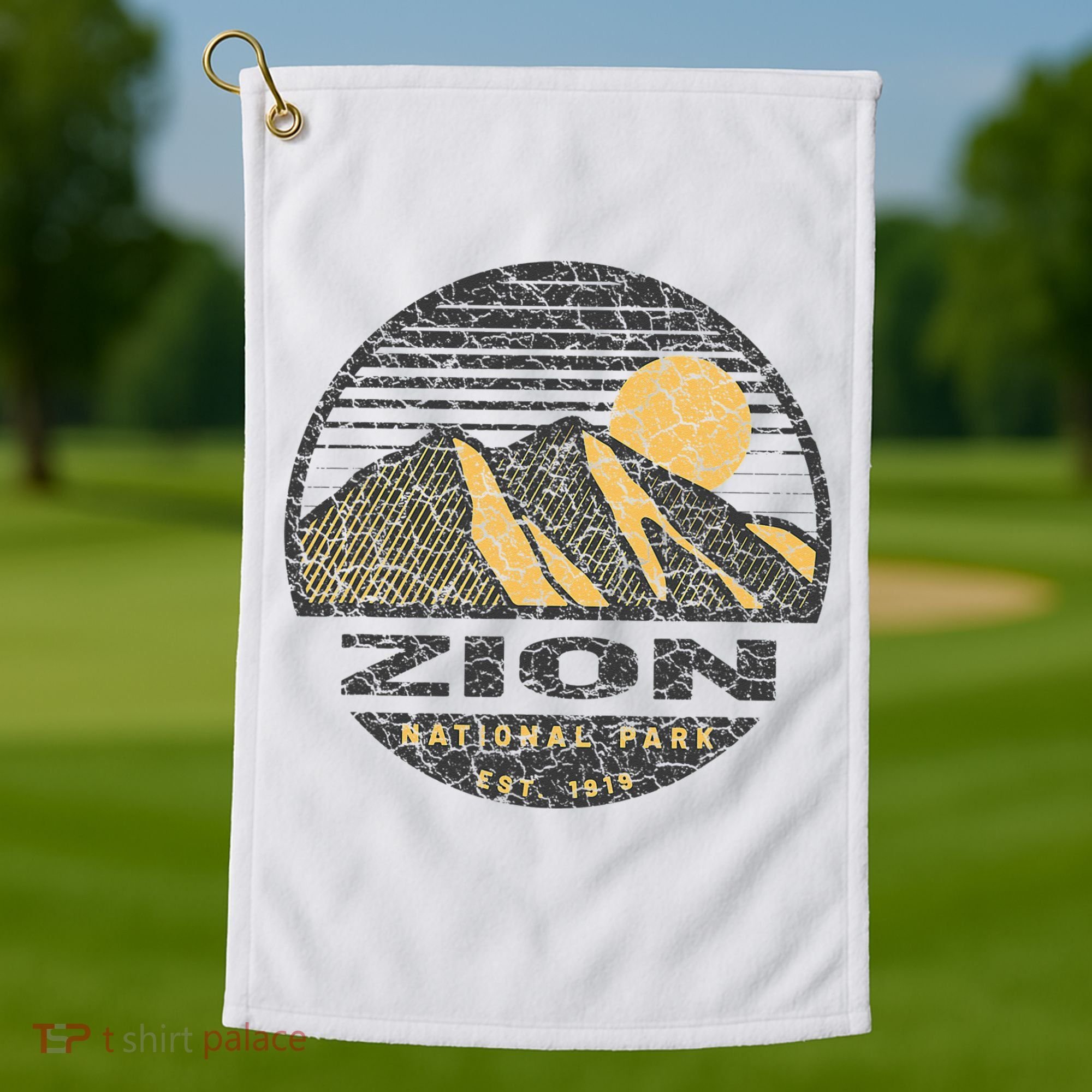Road Trip Mount Zion National Park Utah Mountain Sunset Art Golf Towel