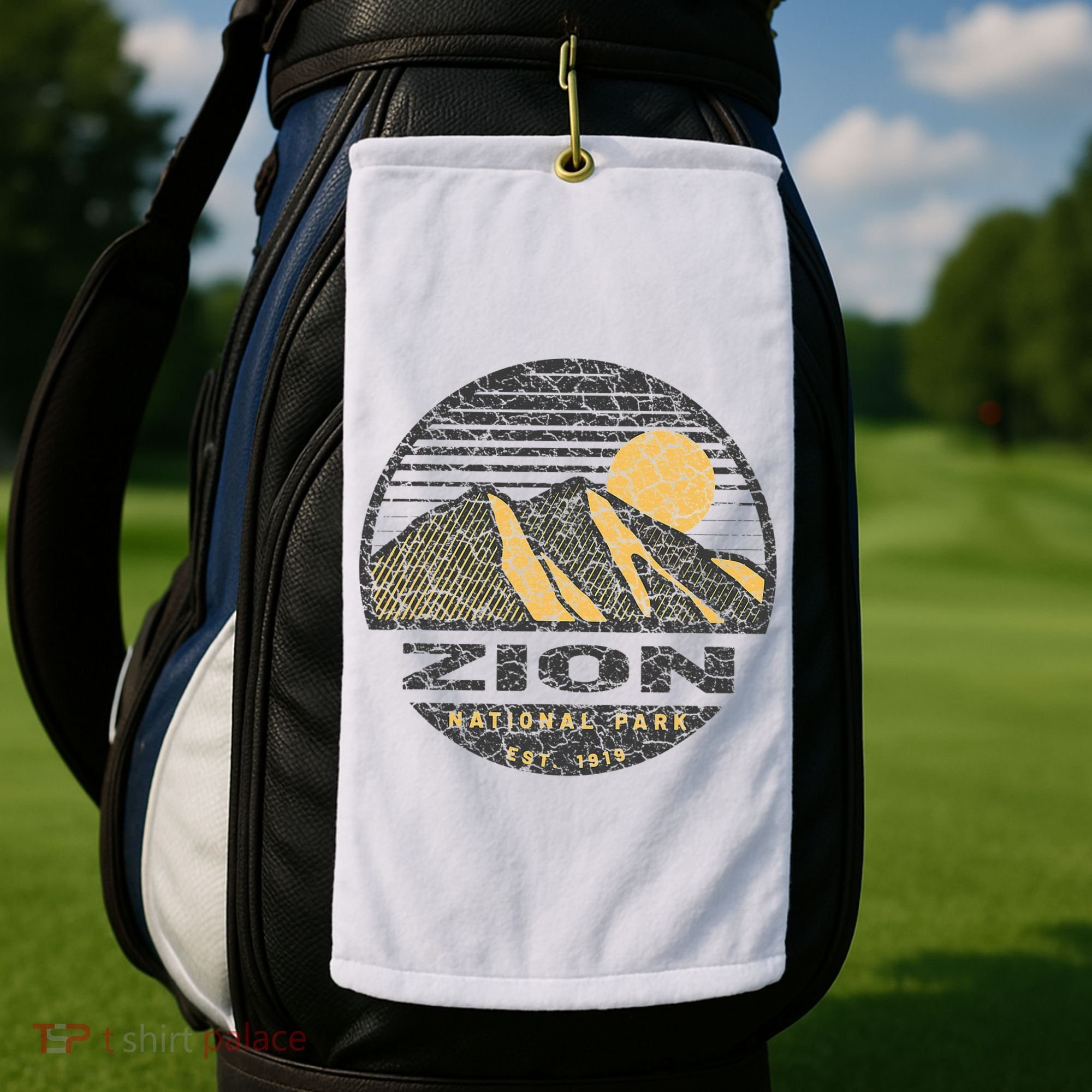Road Trip Mount Zion National Park Utah Mountain Sunset Art Golf Towel