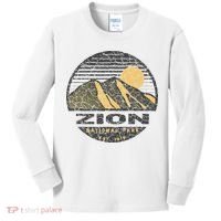 Road Trip Mount Zion National Park Utah Mountain Sunset Art Kids Long Sleeve Shirt thumb 0