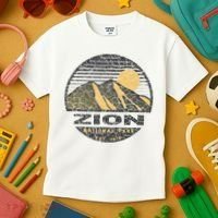 Road Trip Mount Zion National Park Utah Mountain Sunset Art Kids T-Shirt thumb 3