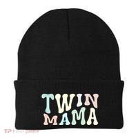 Retro Twin Mama Twin Mom Established Mom Motherhood Gift Beanie thumb 0